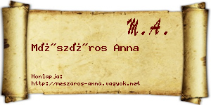 Mészáros Anna névjegykártya