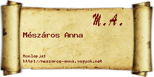 Mészáros Anna névjegykártya